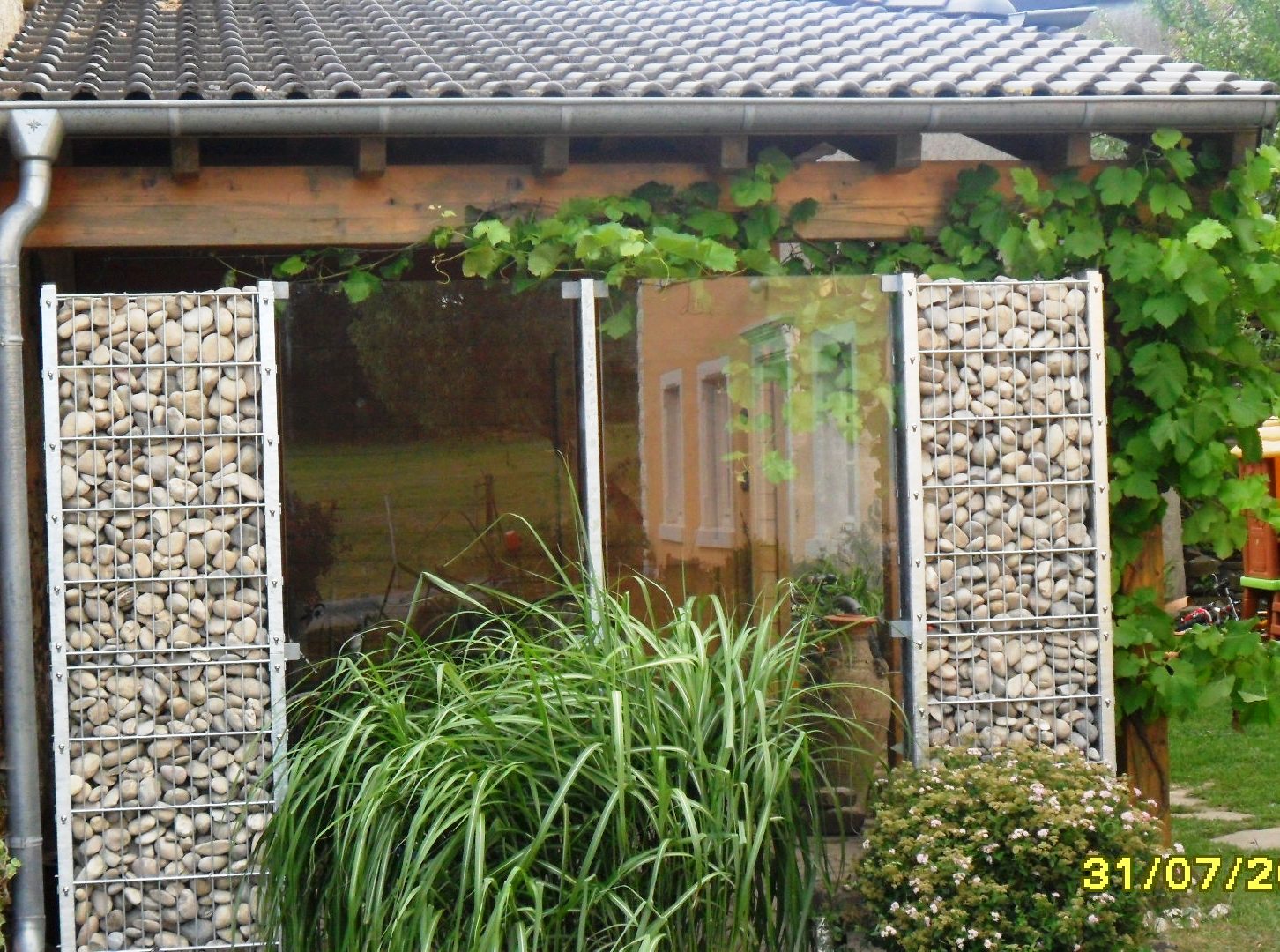 Gabionenelemente mit Glas